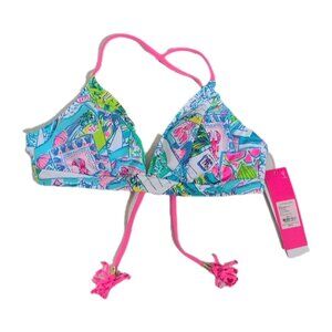 Lilly Pulitzer Tasi Bikini Top - Multi Wish You Were Here - Size 8 - New